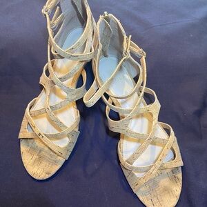 Stylish Tan Cork Strappy Sandals